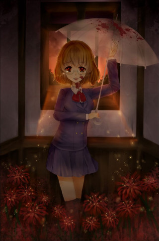 Girl umbrella room flowers window - a girl holding free wallpaper for mobile