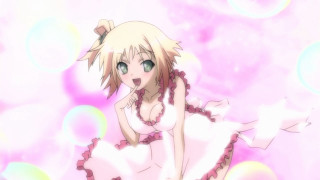 Woman white dress pink background - her neck and chest free wallpaper