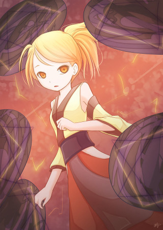 Blonde haired anime girl fireflies - a bunch free wallpaper for mobile