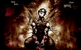 Man two swords sitting chair - two sword free wallpaper