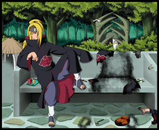 Woman black outfit bird forest - a cartoon of a woman free wallpaper