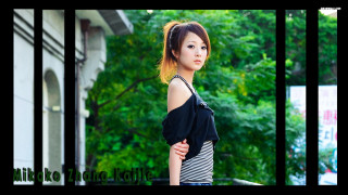 Woman black white striped shirt 2 - a green tree free wallpaper