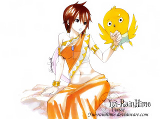 Woman dress holding yellow fish - a woman in a dress holding free wallpaper for desktop