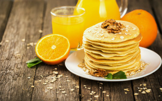 Pancakes nuts oranges orange juice - orange juice free wallpaper