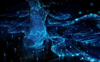 Blue dress woman night sky - firefly free wallpaper