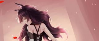 Woman corset long hair cat - a woman in a corset free wallpaper