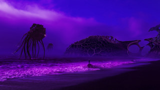Purple octopus ocean fantasy matte - a purple light free wallpaper