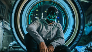 Neon mask circular background cedric - a stool free wallpaper for desktop