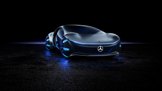 Futuristic car glowing taillights night - side in the dark free wallpaper
