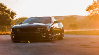 Black car autumn sunset tilt - a black car free wallpaper for desktop