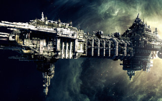 Futuristic floating city clouds stars - a futuristic city free wallpaper