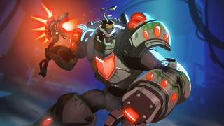 Cartoon character glowing object mecha - his hand in free wallpaper