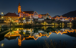 Heidelberg lake clocktower night cityscape - the building free wallpaper