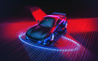 Car synthwave red blue laser - synthwave style free wallpaper