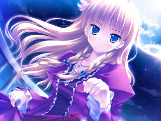 Anime girl blonde hair holding - a sword and a sword free wallpaper