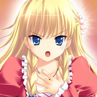 Blonde girl blue eyes pink 2 - a pink dress free wallpaper for tablet