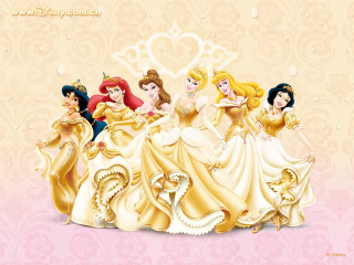 Princesses row pink background group - free anime wallpaper for desktop