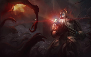 Demon warrior fire glowing armor - a demon in the background and a demon in the foreground free wallpaper