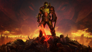 Demon armor fire sunset ruins - a giant demon free wallpaper
