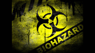Yellow black hazard biohazard sign - biopunk free wallpaper