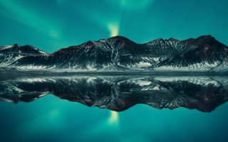 Mountain range green aurora lake - a lake below free wallpaper for desktop