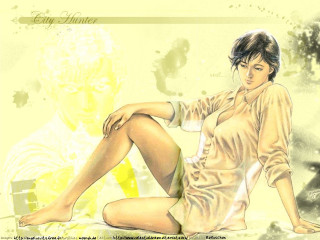 Woman sitting crossed legs man - a man in the background free wallpaper