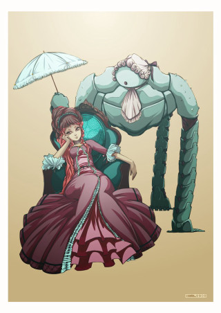 Woman dress giant robot umbrella - giant free wallpaper for mobile