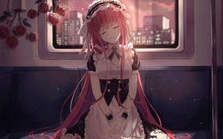 Girl long hair train city - her eye free wallpaper for desktop