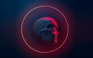 Neon human head red blue - neon light free wallpaper