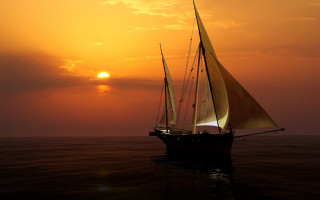 Sailboat ocean sunset clouds horizon 7 - a sailboat free wallpaper