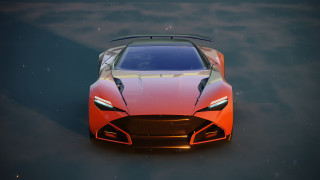 Red sports car astronaut night - synchromism free wallpaper