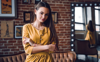 Elina karimova yellow dress brick - a brown couch free wallpaper