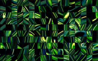Green tiled wall black background - fractal free wallpaper