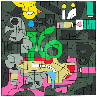 Colorful abstract painting numbers shapes - surface free wallpaper for tablet