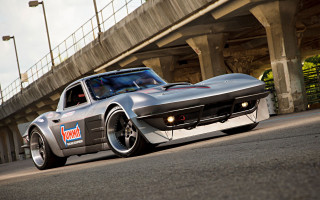 Silver car red stripe bridge - ed roth free wallpaper