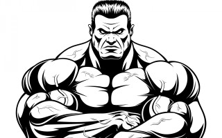 Muscular bald man illustration greyscale - masculine free wallpaper