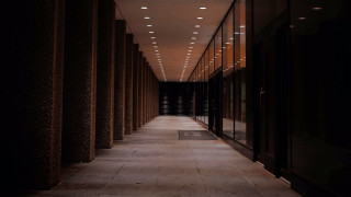 Long hallway brutalism clock tilt - brutalism free wallpaper