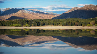 Mountain lake forest sky clouds 2 - a lake in the foreground and trees free wallpaper