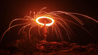 Fire ring night city lights - night free wallpaper