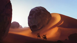 Three deer desert rock formation - a rock formation in the background free wallpaper