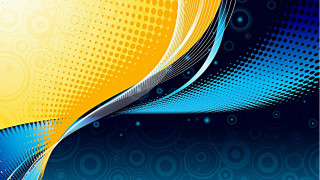 Blue yellow wavy side halfcircle - a wavy design free wallpaper