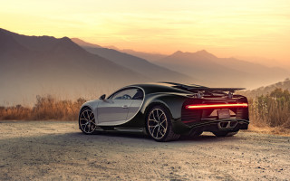 Bugatti mountains sunset backlit futurism - a bugatti car free wallpaper