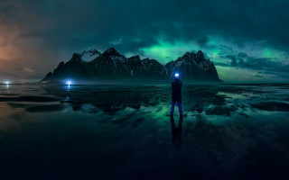 Water green light mountain sky - a sky free wallpaper