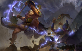 Man horse sword lightning fantasy - the background and a man free wallpaper