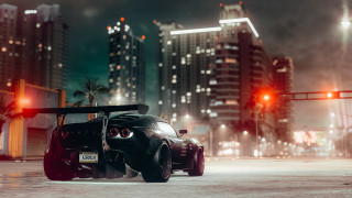 Black car city night red - du jin free wallpaper for desktop