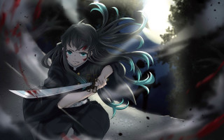 Woman blood sword fullmoon tree - bloody free wallpaper