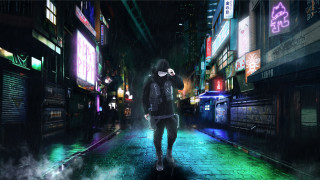 Cyberpunk cityscape neonlights rain night - cyberpunk style free wallpaper