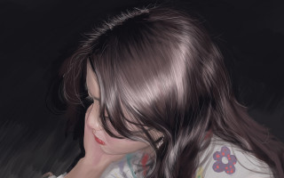 Girl smiling longhair phone black - her phone screen free wallpaper