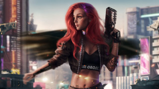 City neon nightgunwoman fantasy cyberpunk - stanley artgerm lau free wallpaper