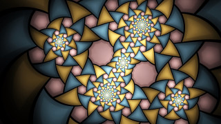 Fractal flower yellow blue pink - fractal free wallpaper